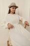 Ecru ColoreD ButtoneD anD GathereD Collar Dress - 7