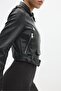 Kemerli suni deri biker ceket - 4