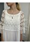 Women's White Lace Robe Long Silk Dress - 2