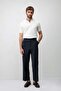 Navy Blue Pleated Relaxed Fit Men's Trousers - 4