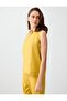Mustard Crew Neck Sleeveless Straight Cut Woven Blouse - 3