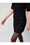 Black Short Sleeve Crew Neck Straight Cut Knitted Dress - 5