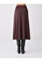 Bitter Brown Relaxed Cut Regular Waist Slit Midi Knitted Skirt - 5