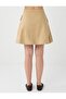 Camel Hair Straight Cut Normal Waist Gabardine Mini Skirt - 6