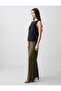 Khaki High Waist Wide Leg Long Linen Blend Trousers - 4