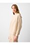 Beige Plain Cut Crew Neck Long Sleeve Modal Knitted Sweatshirt - 4