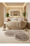 Premium Non-Slip Base Plush Bath Mat Set with Jute Edge Detail, 2-Piece Oval Round 100X60 60X60 - 3