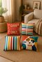 Summer Vibes Colorful Striped & Patterned Decorative Throw Pillow Set (Set of 4)
