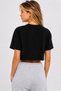 Women's Crop T-Shirt Brooklyn Printed Oversize Relaxed Fit Basic Short Tshirt - Black - 3