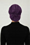 Purple Instant Turban Hijab with Bun, Suitable for Medical Use - 6
