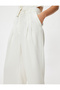 Palazzo Trousers High Waist Pleated Detailed Textured Viscose Fabric with Pockets - 5