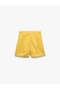 Pocketed Viscose Linen Blend Mini High Waist Shorts with Metal Accessories - 3