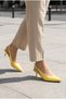 Phoebe Lia Women's Pointed Toe Open Back Thin Heeled Shoes 0012200 Yellow Patent Leather - 6