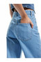 High Waist Wide Leg Color Blocked Cotton Denim Trousers- Wide Leg Jeans - 3