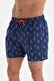 Navy Blue Seahorse Patterned Short Swim Shorts - 8