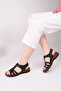 Women's Black Velvet Orthopedic Heel Orthopedic Sandals - 2