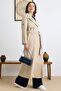 Unlined Long Trench Coat with Epaulet and Cape Detail Stone 6808 - 6