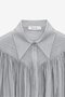 Women's Oversized Ruched Low-Shoulder Textured Shirt - Cuff Detail - 2