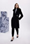 Double-Breasted Collar Belt Detailed Cashmere Coat Black 13404