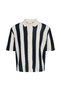 Blue Men's Loose Fit Striped Sweater 12272863 Jortyler Knit Ss Polo Sn - 7