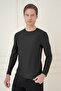 Slim Fit Cotton Honeycomb Woven Long Sleeve Polo Collar Black T-Shirt Ts 891 - 2
