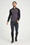 Black Sleeve Anthracite Garnished Zippered Long Sleeve Men's Riding T-Shirt - 2