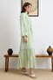 Fisto Detailed Balloon Sleeve Cotton Dress Mi̇nt 9427-E - 6