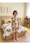 Girls' Cotton Summer Pajama Set with Daisy Floral Print , Short Sleeves and Shorts, with Ruffled Sleeves