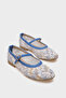 Gabey Buckle Strap Mesh Floral Patterned Round Toe Flat Heeled Casual Women's Ballerinas