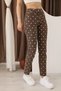 Women's Brown White Polka Dot High Waist Lycra Boyfit Cropped Leg Jean Trousers