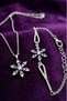 Zircon Stone Lotus Flower Necklace and Bracelet Set of 2 - Silver Color - (with Surprise Gift) - 4
