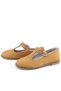 Genuine Leather Tan Girls' T-Bar Ballerina Shoes - 7