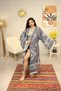 Muslin Kimono 100% Cotton Evil Eye Patterned Jacquard Bathrobe Kaftan Dressing Gown Anthracite - 4