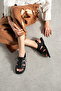 Black Women's Sandals Stringed Bodrum Style Sandals Ergonomic Comfortable Style