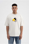 Men's Billiard Ball Embroidered Oversize T-Shirt Space Gray