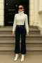 Women's High Waist Wide Leg Navy Blue Jeans - 7