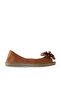 Tan Leather Women's Flat Ballet Flats 01Ws4807