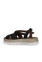 Black Leather Women's Flat Sandals 01We3402 - 4