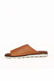 Tan Leather Women's Flat Slippers 01Wl0503 - 3