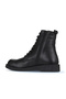 Black Leather Women's Flat Boots 01Wz8900 - 4