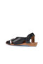 Black Leather Women's Flat Sandals 01Wa4405 - 4