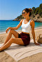 Women's Shorts Modal Fabric Soft Textured Stretchy Lycra Lace-Up Double Pocket Shorts - 4
