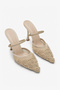 Calista Women's Mesh Lace Beige Embroidery and Bead Detailed Heeled Shoes 9cm - 5