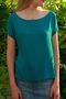 Women's Turquoise Boat Neck Bohemian Blouse - 3