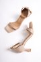 Minimiddle Nude Colored Single Strap Goblet Heeled Shoes