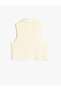Double Breasted Lapel Crop Tweed Vest with Cotton Pocket Detail - 4