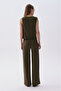 Women's Brown Striped Knitted Trousers with Elastic Waist - 2