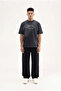 Men's m Logo Patched Washing Oversize T-Shirt Black - 4
