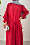 Cross Gathered Hijab Dress 2222 - Nar - 2