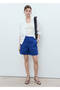 Mid-Waist Straight Cut Linen Shorts - 2